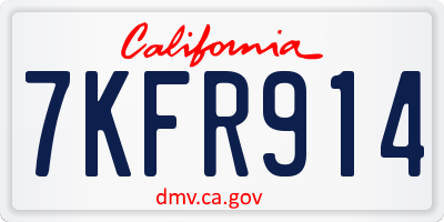 CA license plate 7KFR914