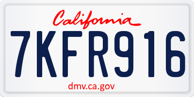 CA license plate 7KFR916
