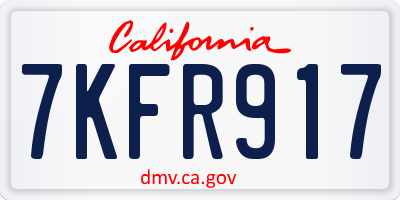 CA license plate 7KFR917