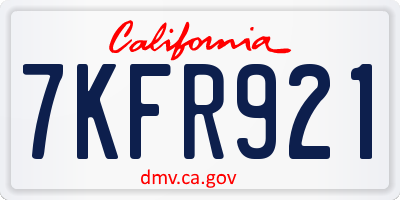 CA license plate 7KFR921