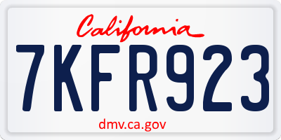 CA license plate 7KFR923