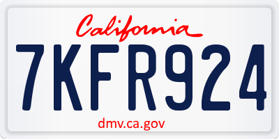 CA license plate 7KFR924