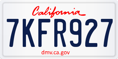 CA license plate 7KFR927