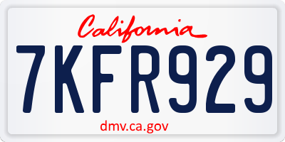 CA license plate 7KFR929