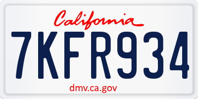 CA license plate 7KFR934