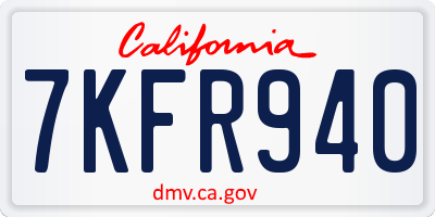 CA license plate 7KFR940