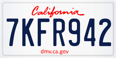 CA license plate 7KFR942
