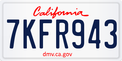 CA license plate 7KFR943