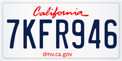 CA license plate 7KFR946