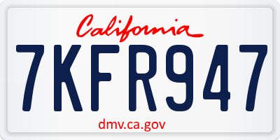 CA license plate 7KFR947