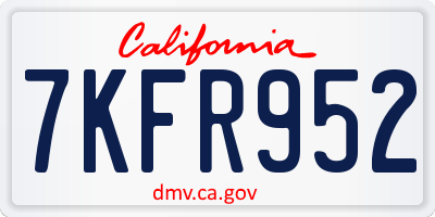 CA license plate 7KFR952
