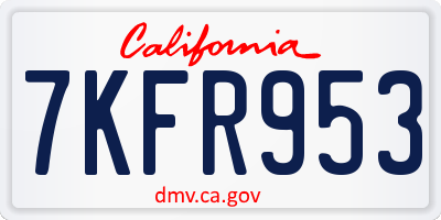 CA license plate 7KFR953