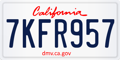 CA license plate 7KFR957
