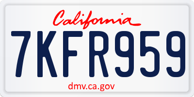CA license plate 7KFR959