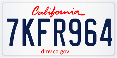 CA license plate 7KFR964