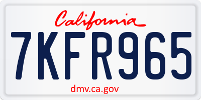 CA license plate 7KFR965