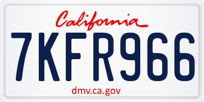 CA license plate 7KFR966