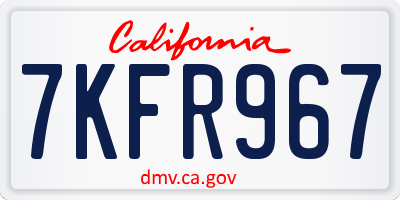 CA license plate 7KFR967