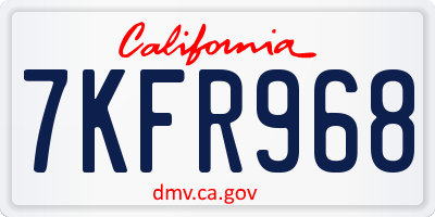 CA license plate 7KFR968