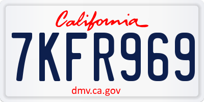 CA license plate 7KFR969