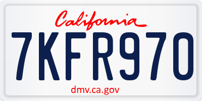 CA license plate 7KFR970