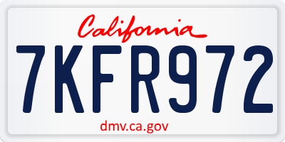CA license plate 7KFR972