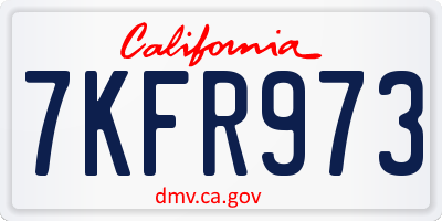 CA license plate 7KFR973