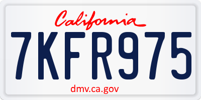 CA license plate 7KFR975