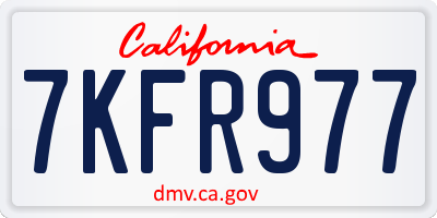 CA license plate 7KFR977