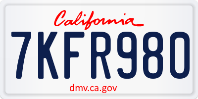 CA license plate 7KFR980