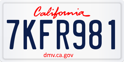 CA license plate 7KFR981