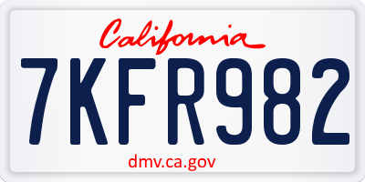 CA license plate 7KFR982