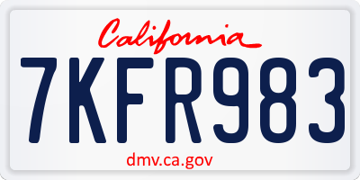 CA license plate 7KFR983