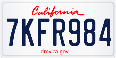 CA license plate 7KFR984