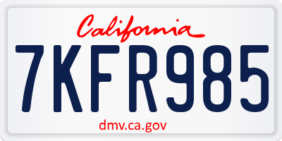 CA license plate 7KFR985
