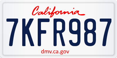 CA license plate 7KFR987