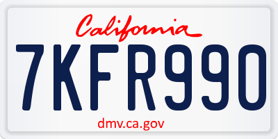 CA license plate 7KFR990