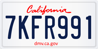 CA license plate 7KFR991