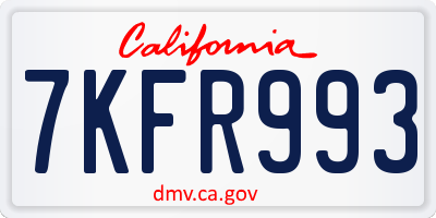 CA license plate 7KFR993