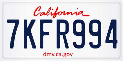 CA license plate 7KFR994