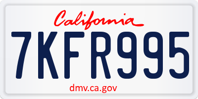 CA license plate 7KFR995