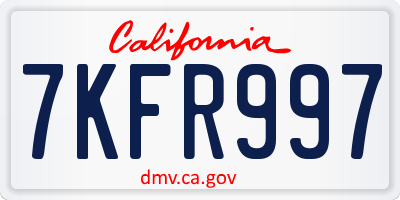 CA license plate 7KFR997