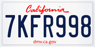CA license plate 7KFR998