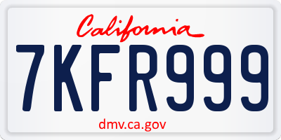 CA license plate 7KFR999