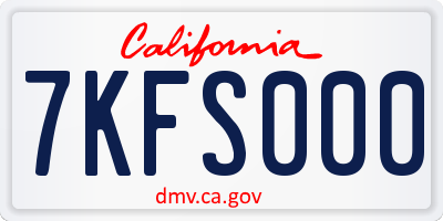CA license plate 7KFS000