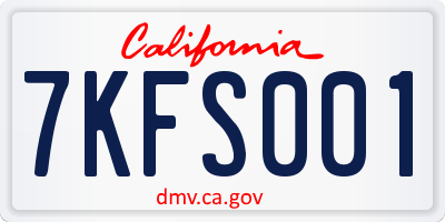 CA license plate 7KFS001