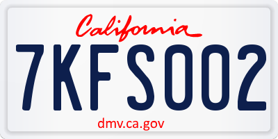 CA license plate 7KFS002