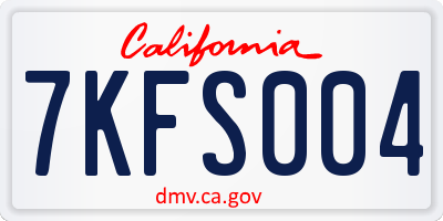 CA license plate 7KFS004