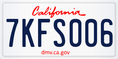 CA license plate 7KFS006