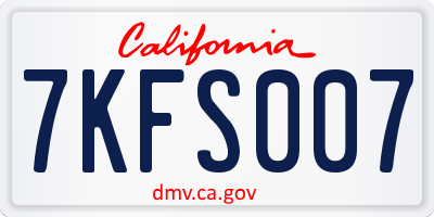 CA license plate 7KFS007